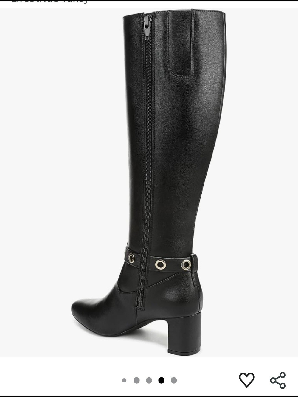 Life Stride Black Tall Block Heel Boots with Grommet Strap 8.5W WIDECALF - Picture 4 of 5